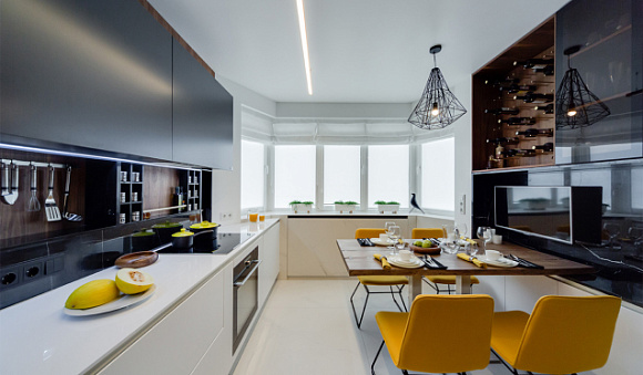 Кухни черно-белого цвета