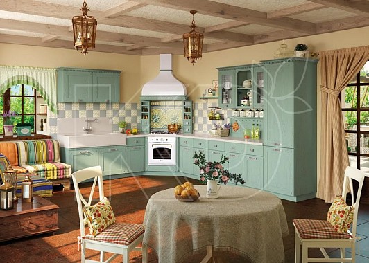 Угловые кухни оливкового цвета