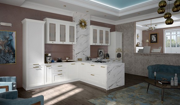 Светлая кухня в Мурманске