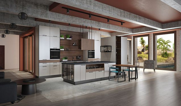 Кухня-гостиная в стиле лофт