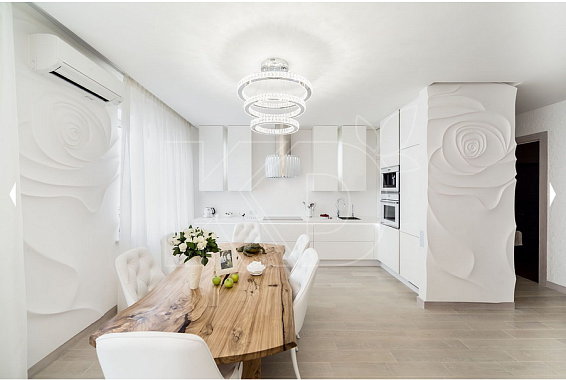 дизайн кухни белой глянцевой