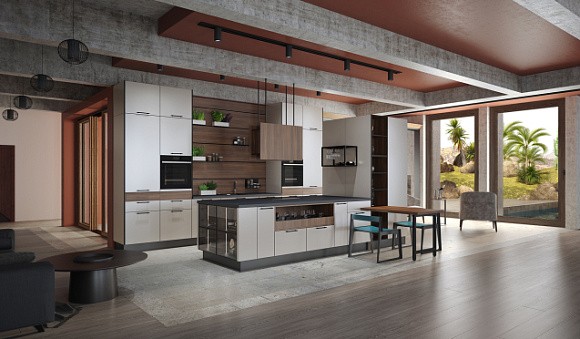 Бежевая кухня в Санкт-Петербурге